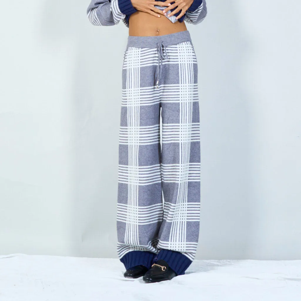 Classic plaid knit sweater and trousers set wholesale