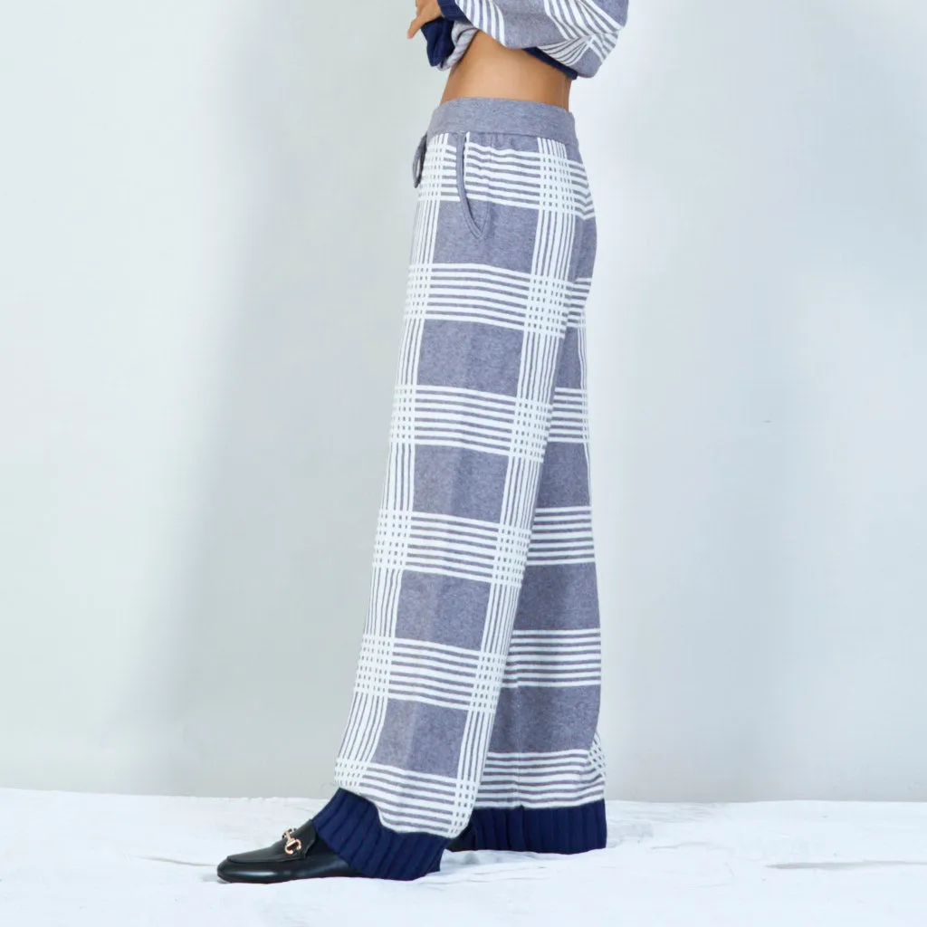 Classic plaid knit sweater and trousers set wholesale