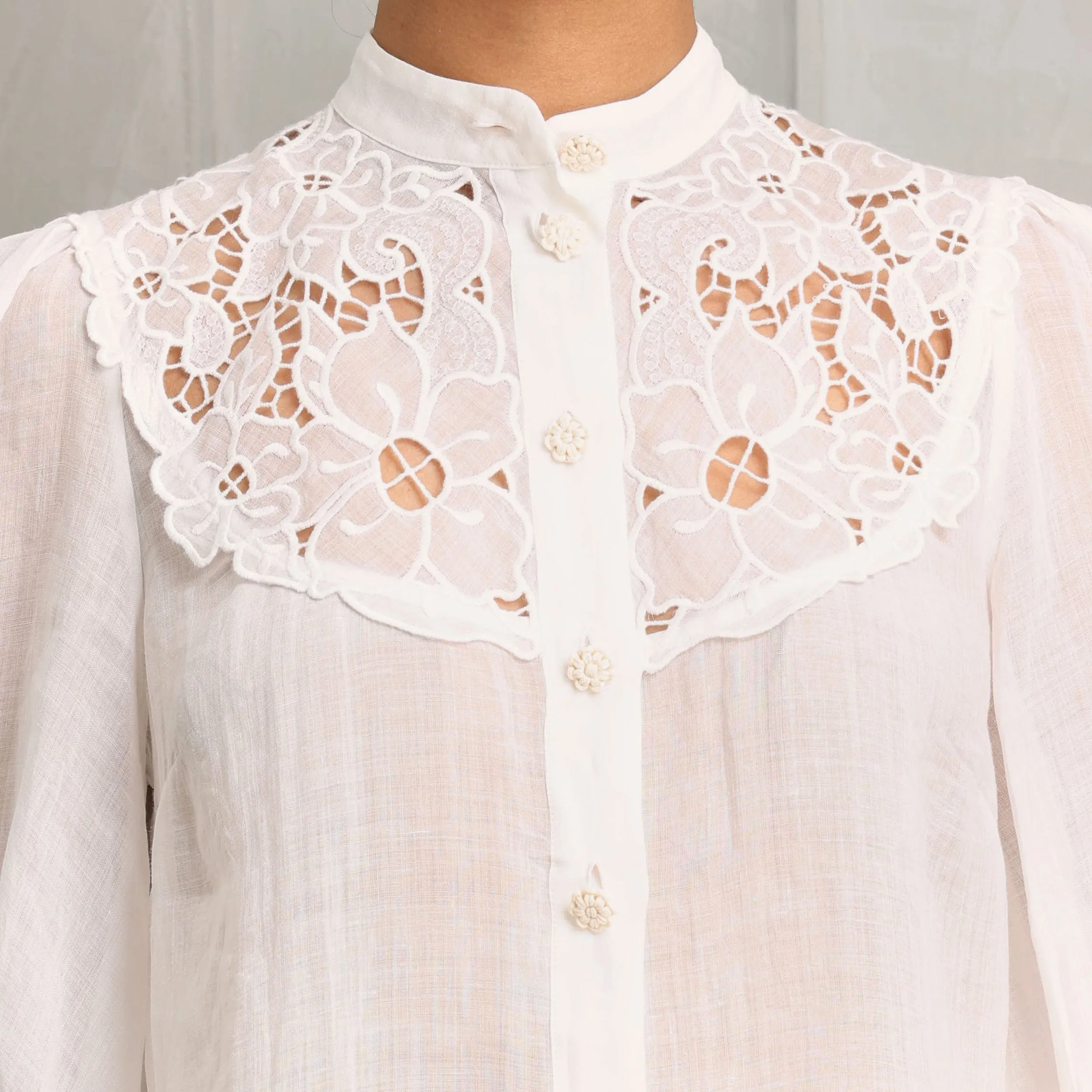 Golden Embroidered Yoke Blouse