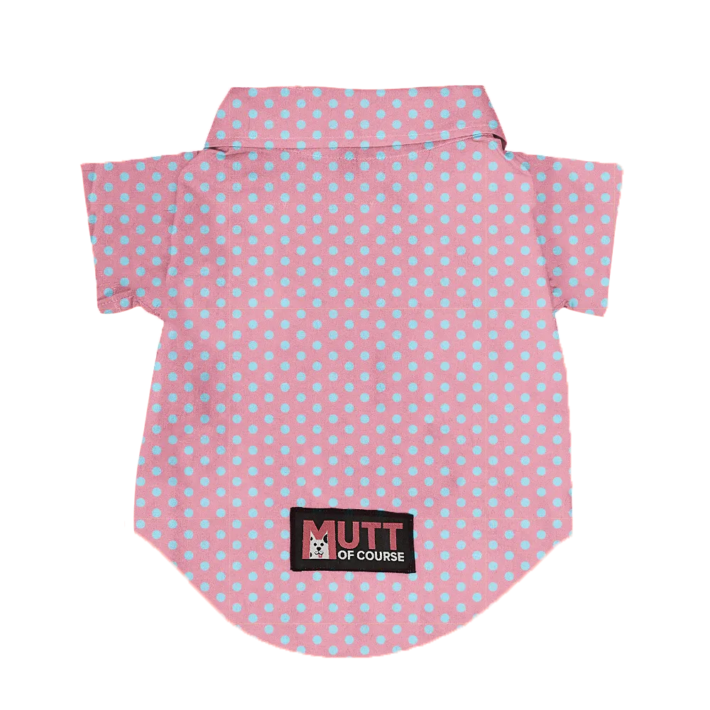 Matching Polka Pink Dog Shirt & Dog Bow Tie  | Adjustable Bow Tie for Dogs | Breathable Fabric Shirt for Dogs