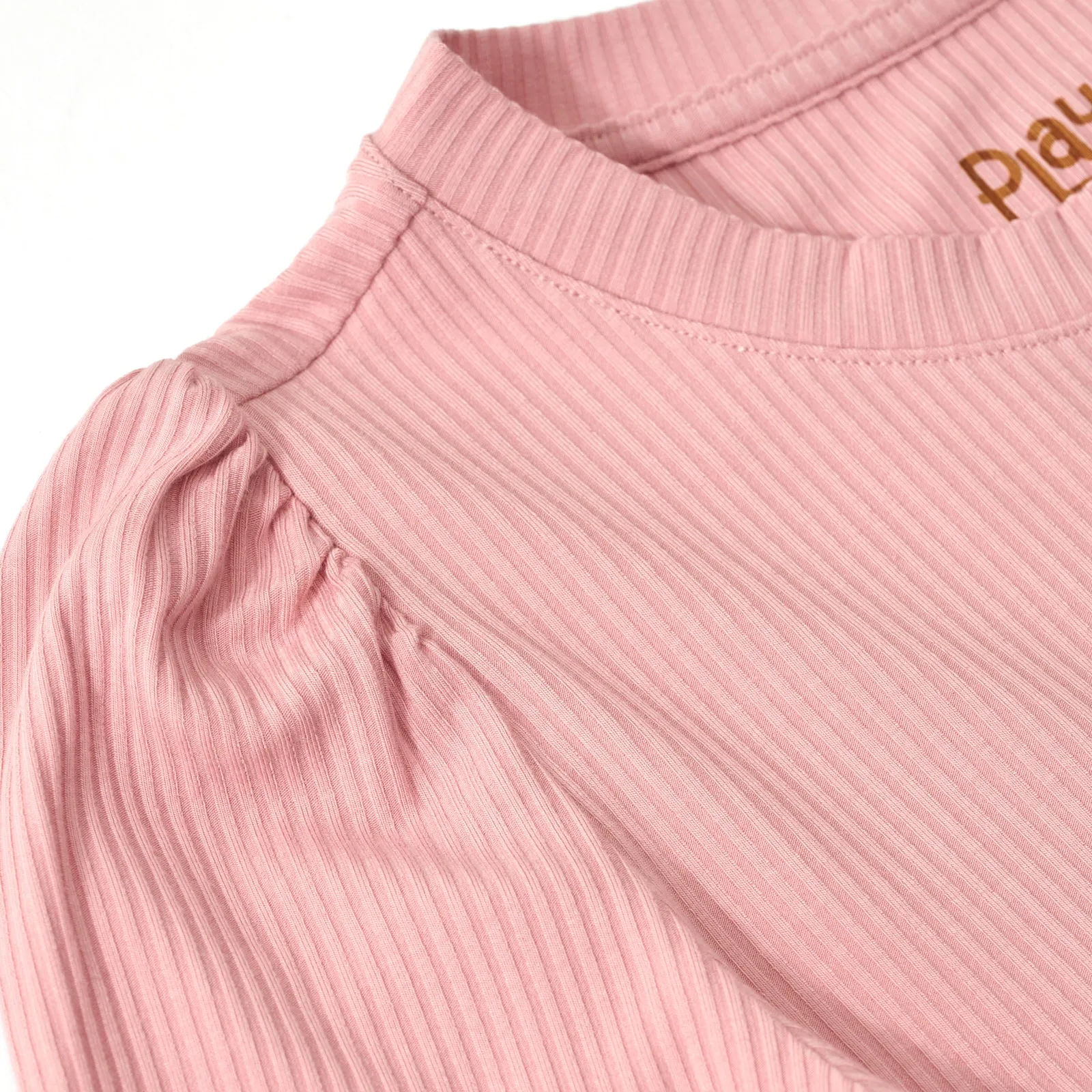 Mauve Blush Ribbed Tiered Peplum Top