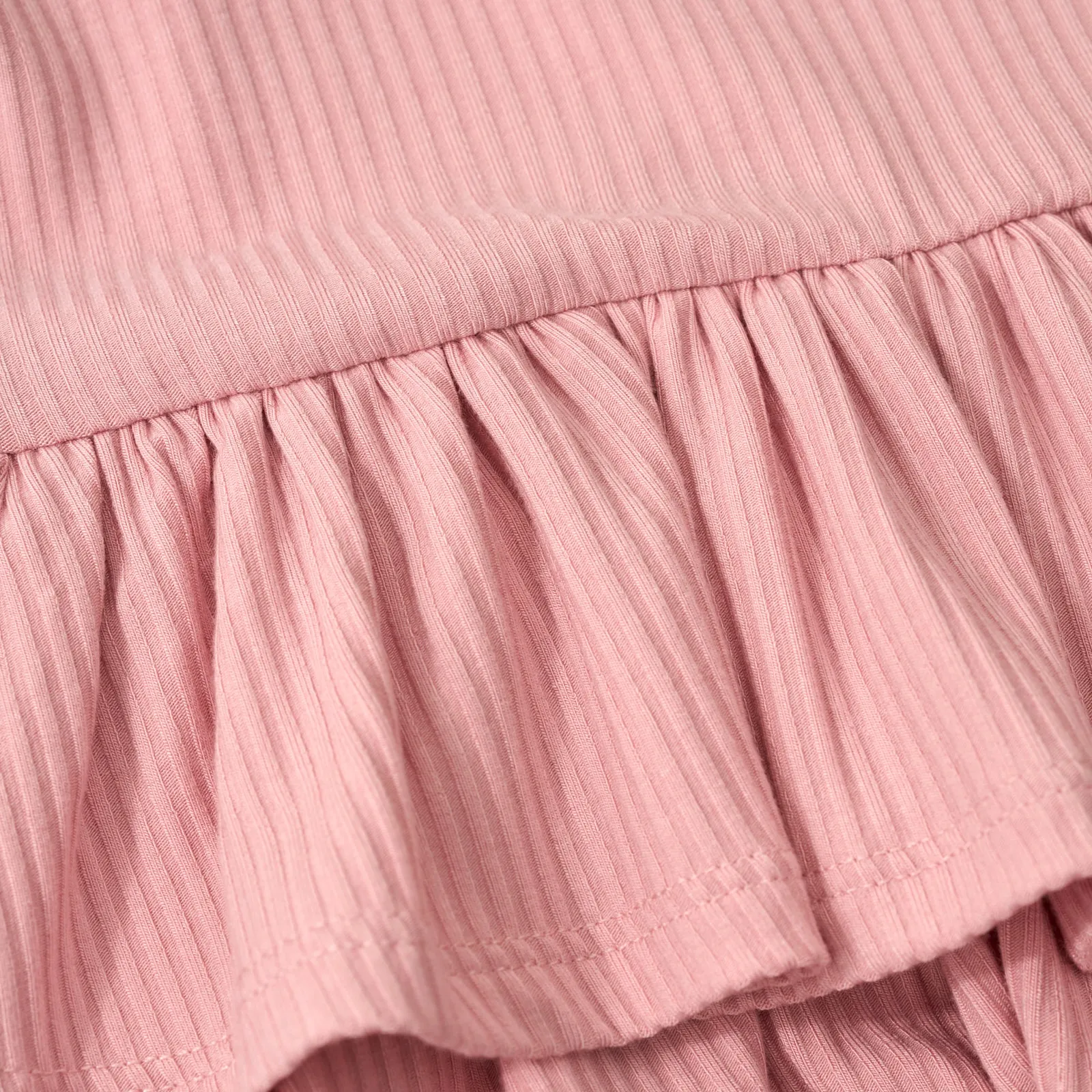 Mauve Blush Ribbed Tiered Peplum Top
