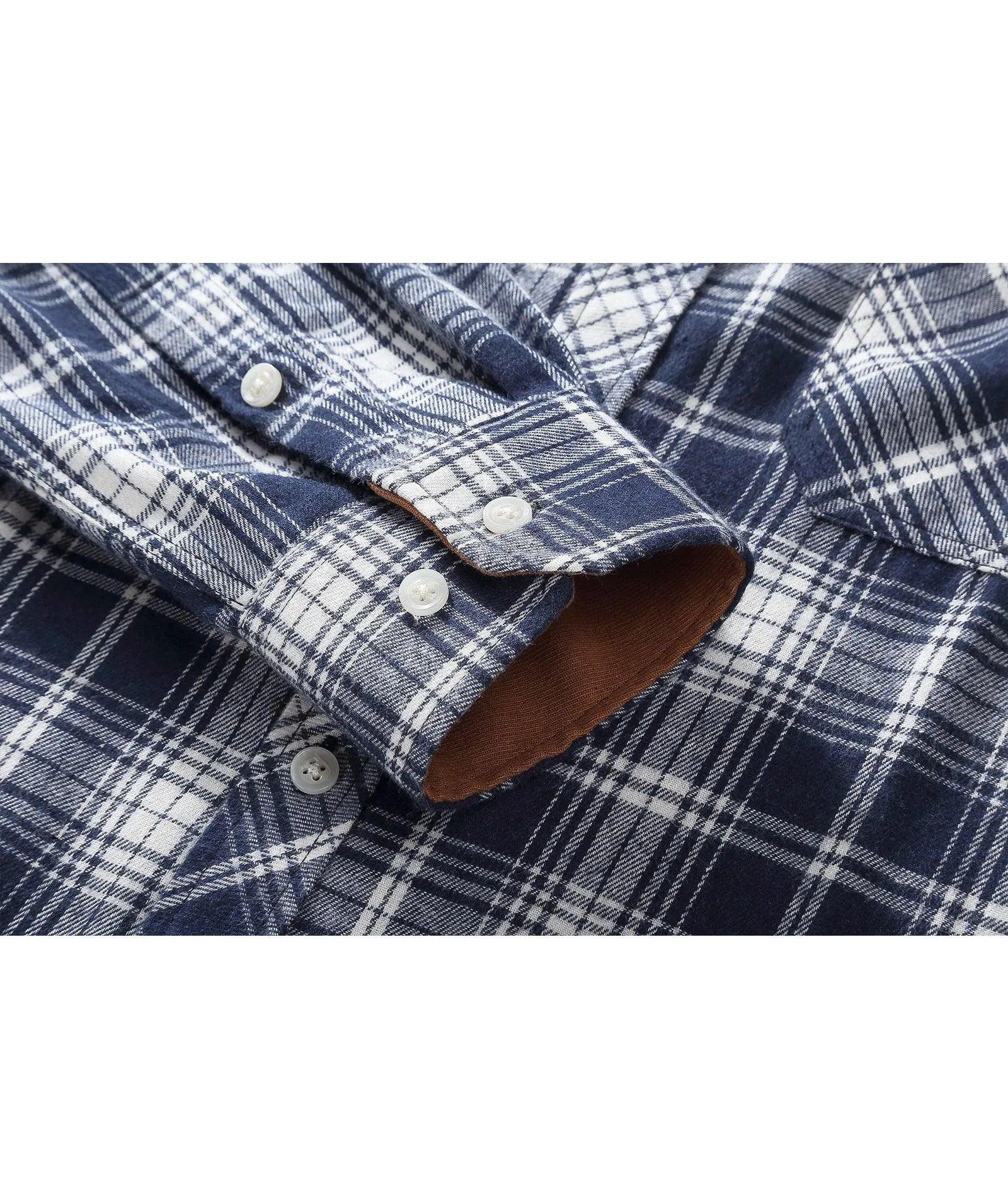 Men's Casual Double Pocket Plaid Shirt-ZPK006241