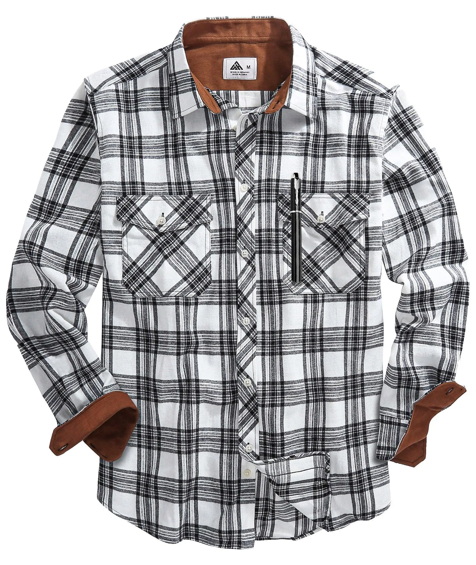 Men's Casual Double Pocket Plaid Shirt-ZPK006241