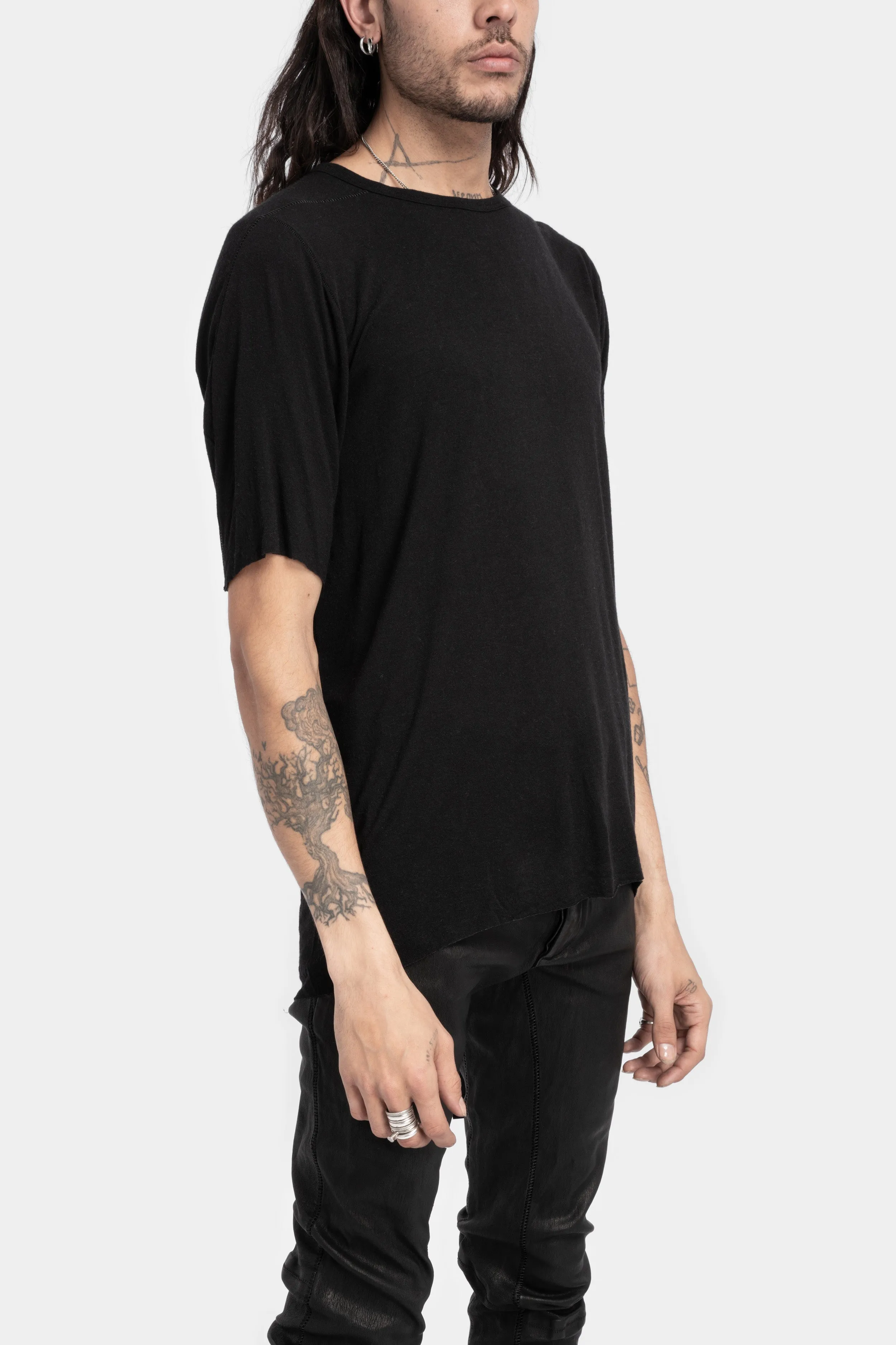 Semi Raglan cashmere blend T-Shirt, Black