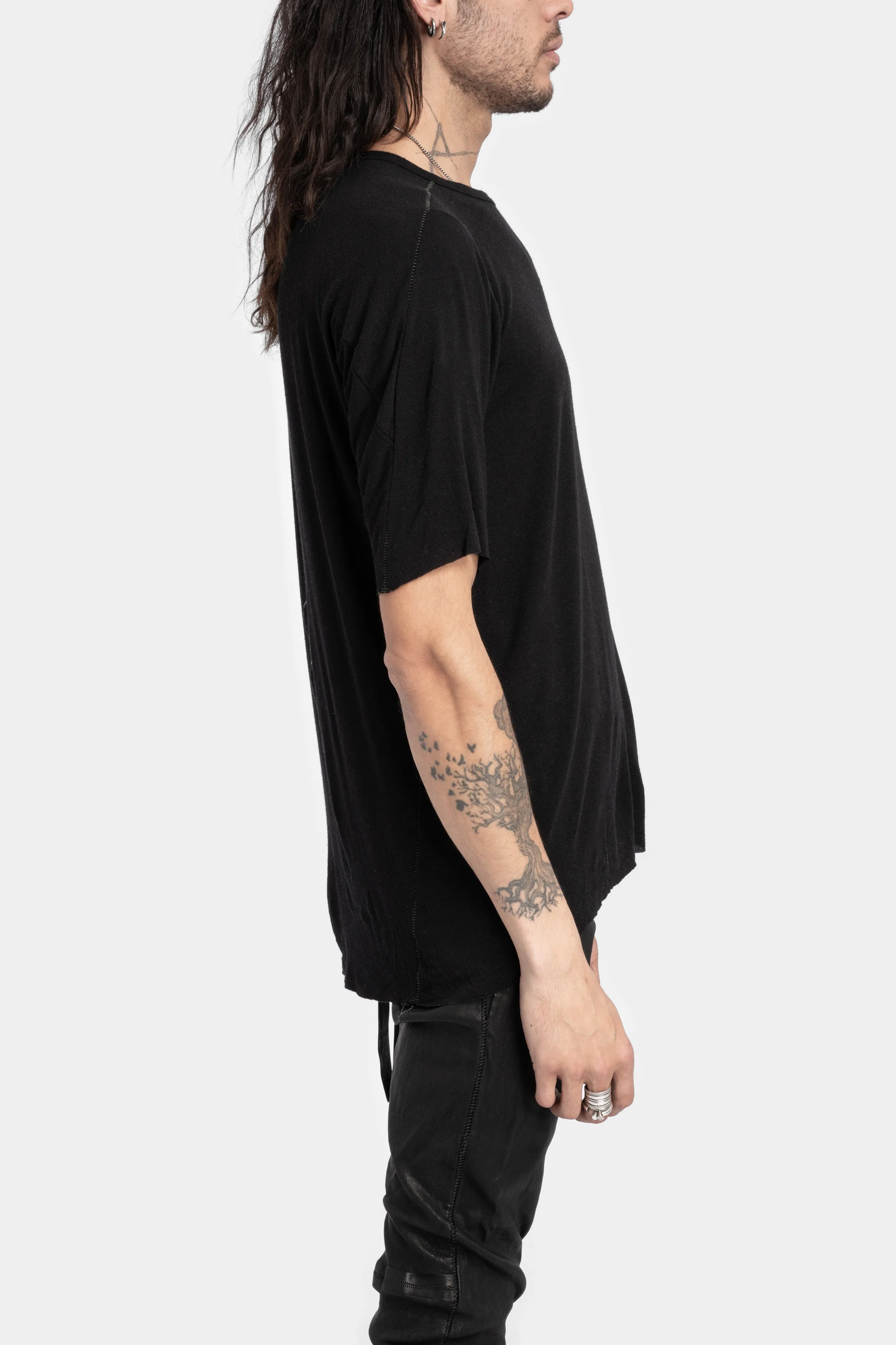 Semi Raglan cashmere blend T-Shirt, Black