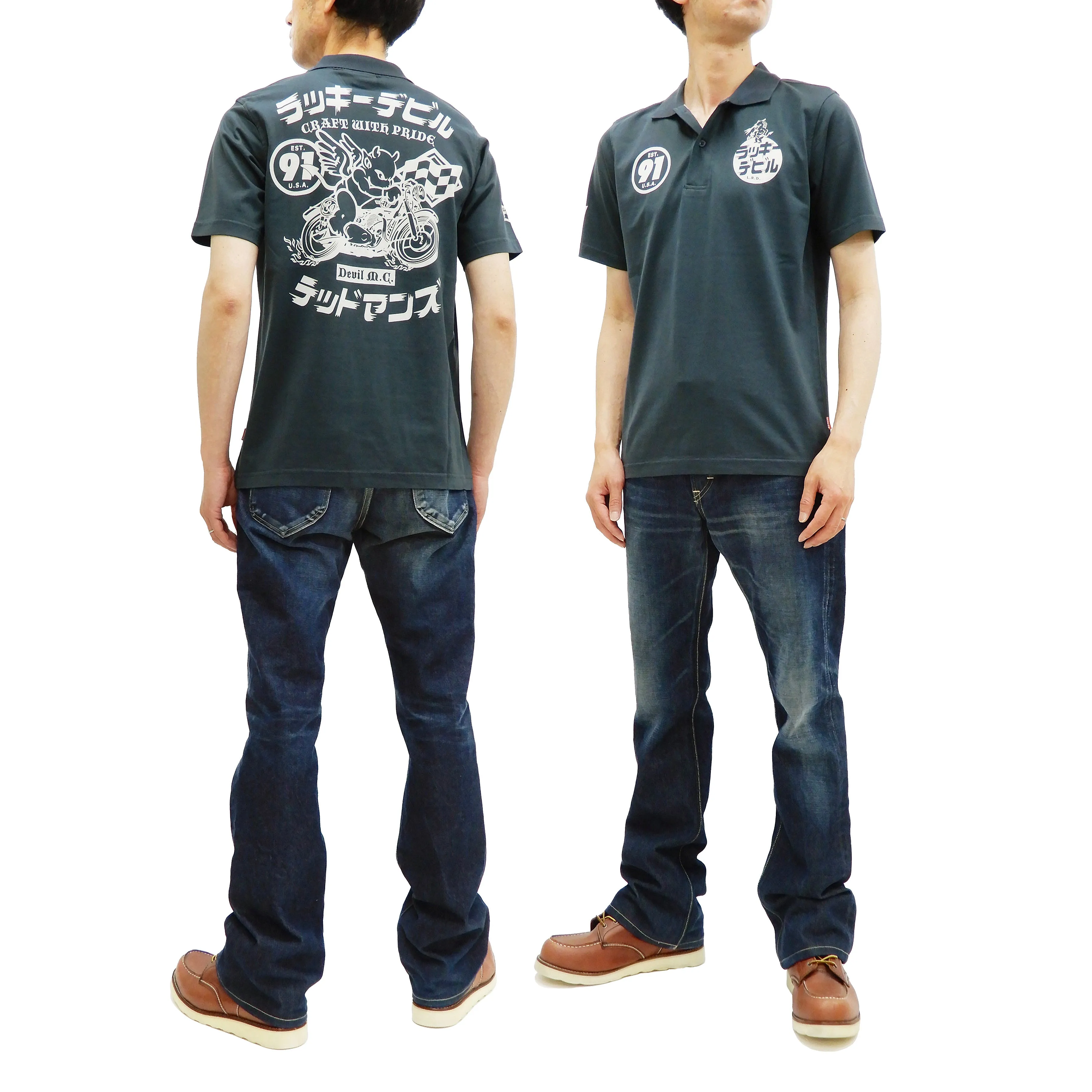 Tedman Polo Shirt Men's Short Sleeve Cotton Jersey Graphic Polo Shirt TMSP-700 Faded-Dark-Blue