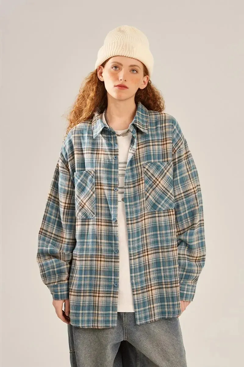 Vintage Oversized Plaid Flannel Button Down Shirt